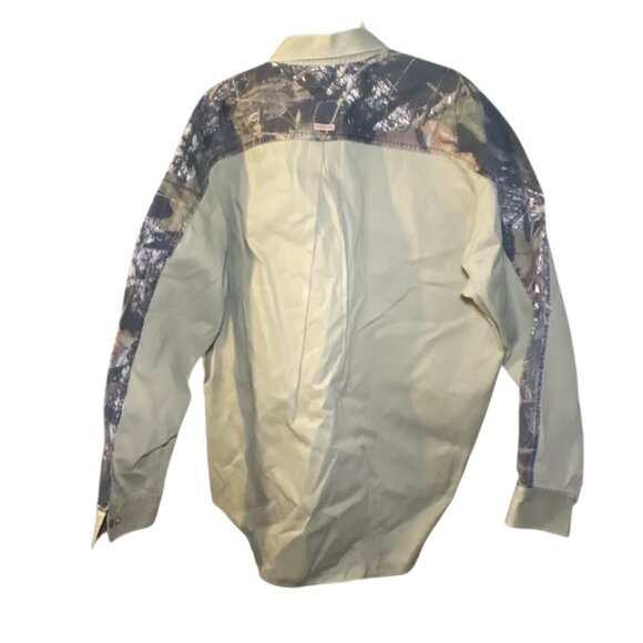 Mossy Oak Mens 2X Open Range Shirt Long Sleeve Button-Up Green Camouflage Cotton - Picture 3 of 7